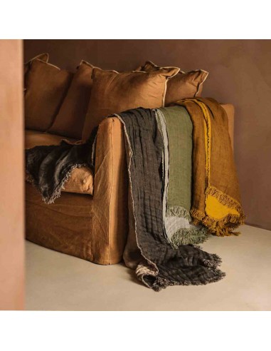 Baya washed linen and cotton blanket 135x200 cm - 5 colors - Haomy acheter en ligne